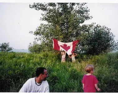 People celebrating a summer day at Cherry Beach