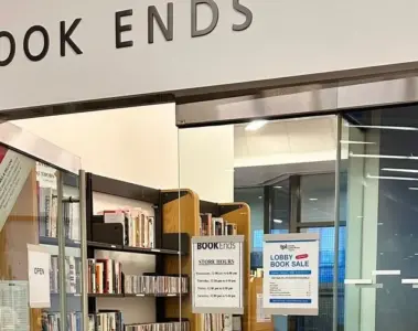 Shelves of books inside BOOKEnds at the Toronto Reference Library