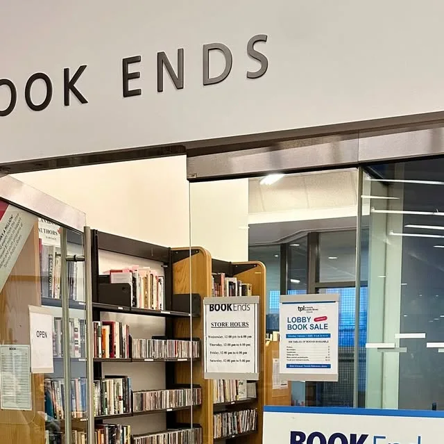 Shelves of books inside BOOKEnds at the Toronto Reference Library