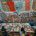 Customers browsing books inside BMV Books Annex