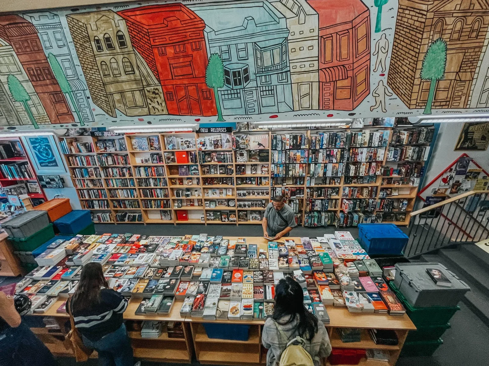 Customers browsing books inside BMV Books Annex