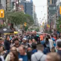 A large TIFF Festival Street crowd on King Street West in Toronto