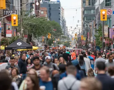 A large TIFF Festival Street crowd on King Street West in Toronto
