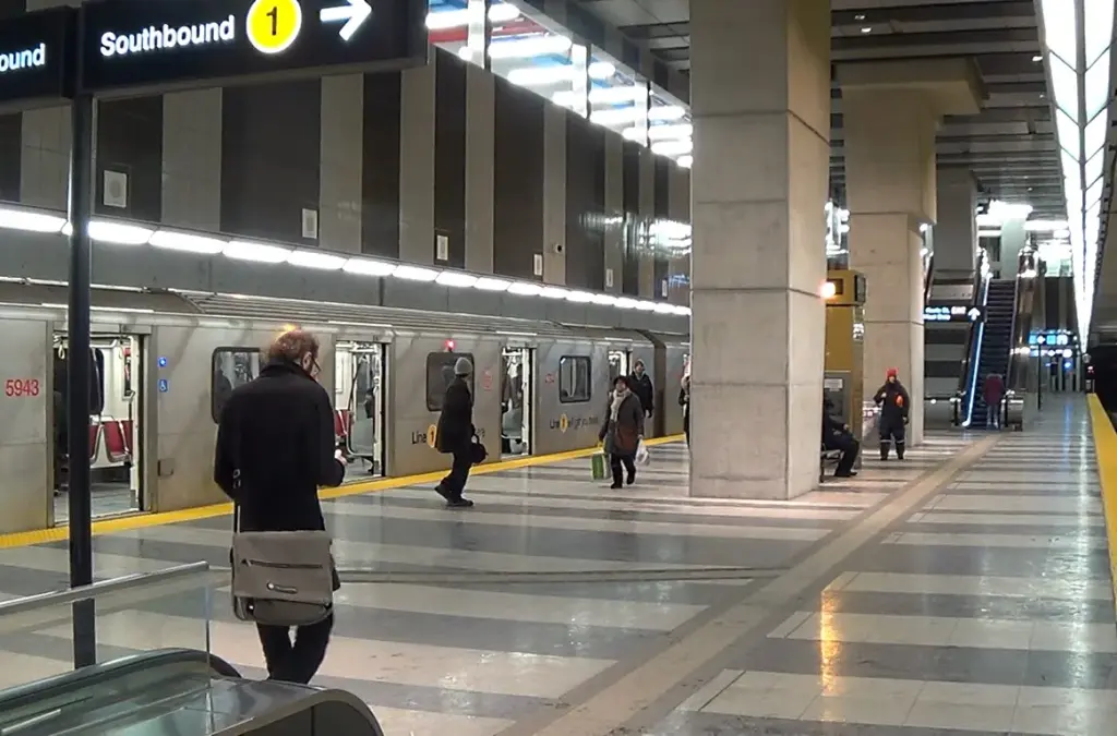 A subway platform at Finch West Station