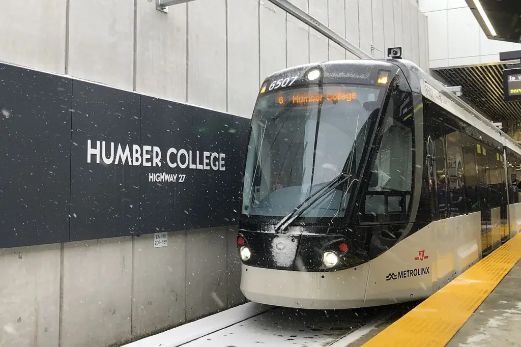 A Line 6 train arriving at Humber College Station