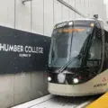 A Line 6 train arriving at Humber College Station