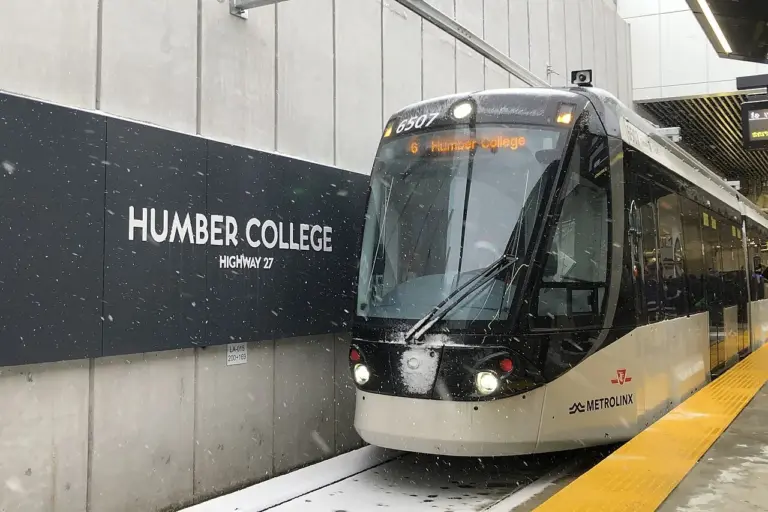 A Line 6 train arriving at Humber College Station