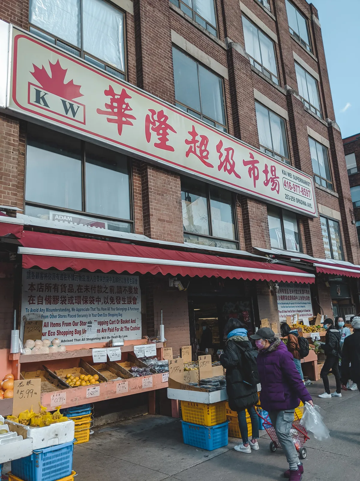 Kai Wei Supermarket storefront on Spadina Avenue