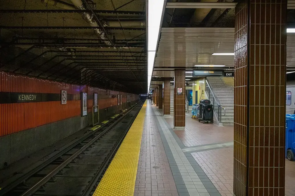 A subway platform at Kennedy Station
