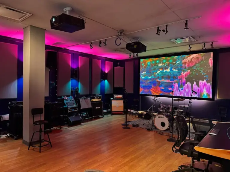 A rehearsal room at Lynx Music in Toronto