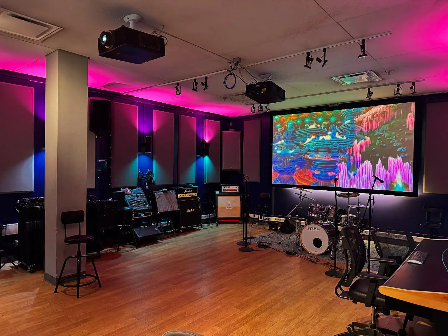 A rehearsal room at Lynx Music in Toronto