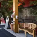 Brick lobby with plants inside 401 Richmond in Toronto