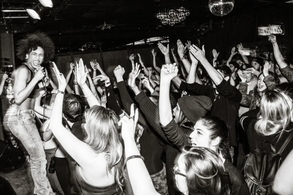 Crowd dancing during a live show at Drake Underground
