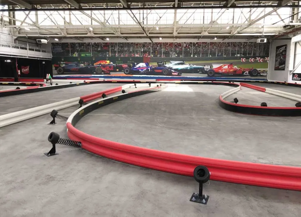 Indoor electric go-kart track at K1 Speed Toronto
