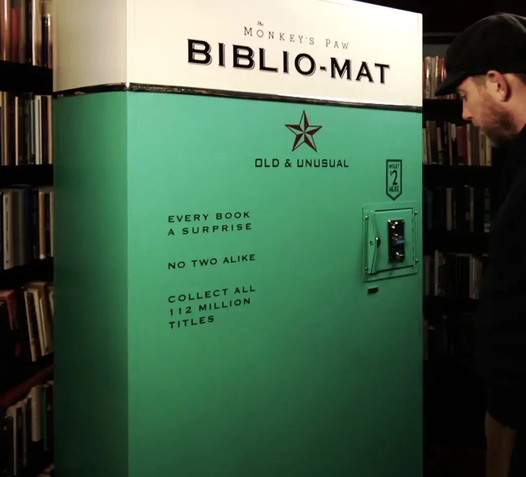 The Biblio-Mat mystery book vending machine at The Monkey's Paw in Toronto