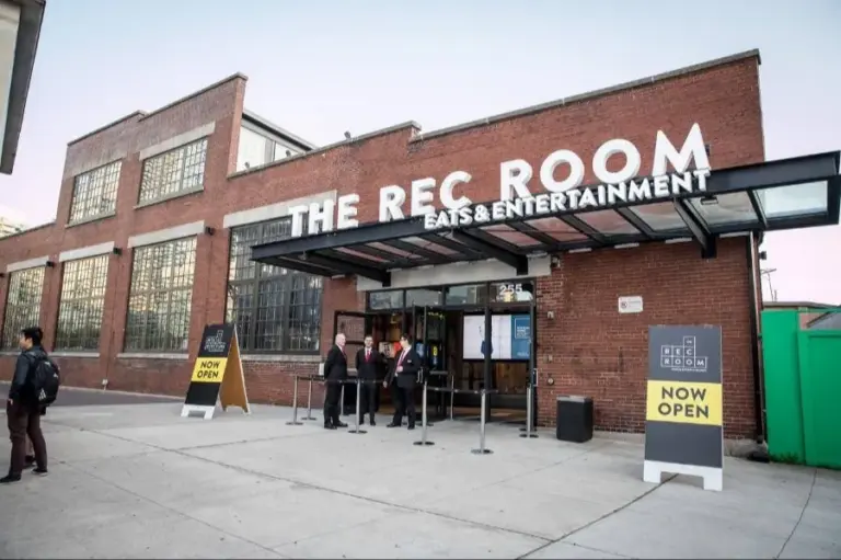 The entrance to The Rec Room at the Roundhouse in Toronto