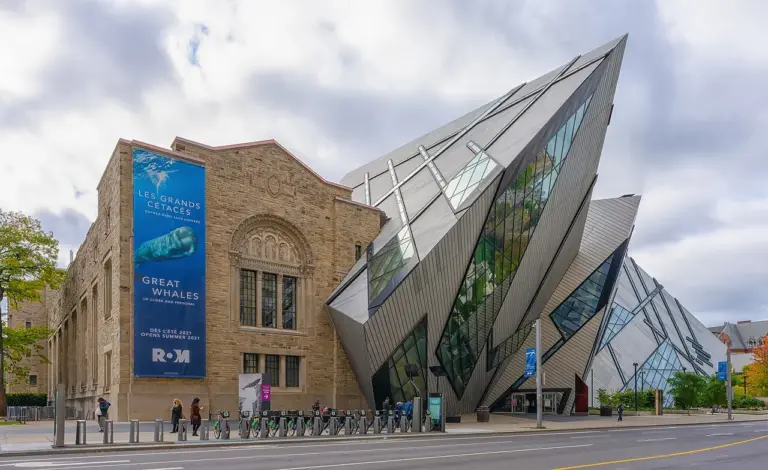 Royal Ontario Museum exterior on Bloor Street in autumn