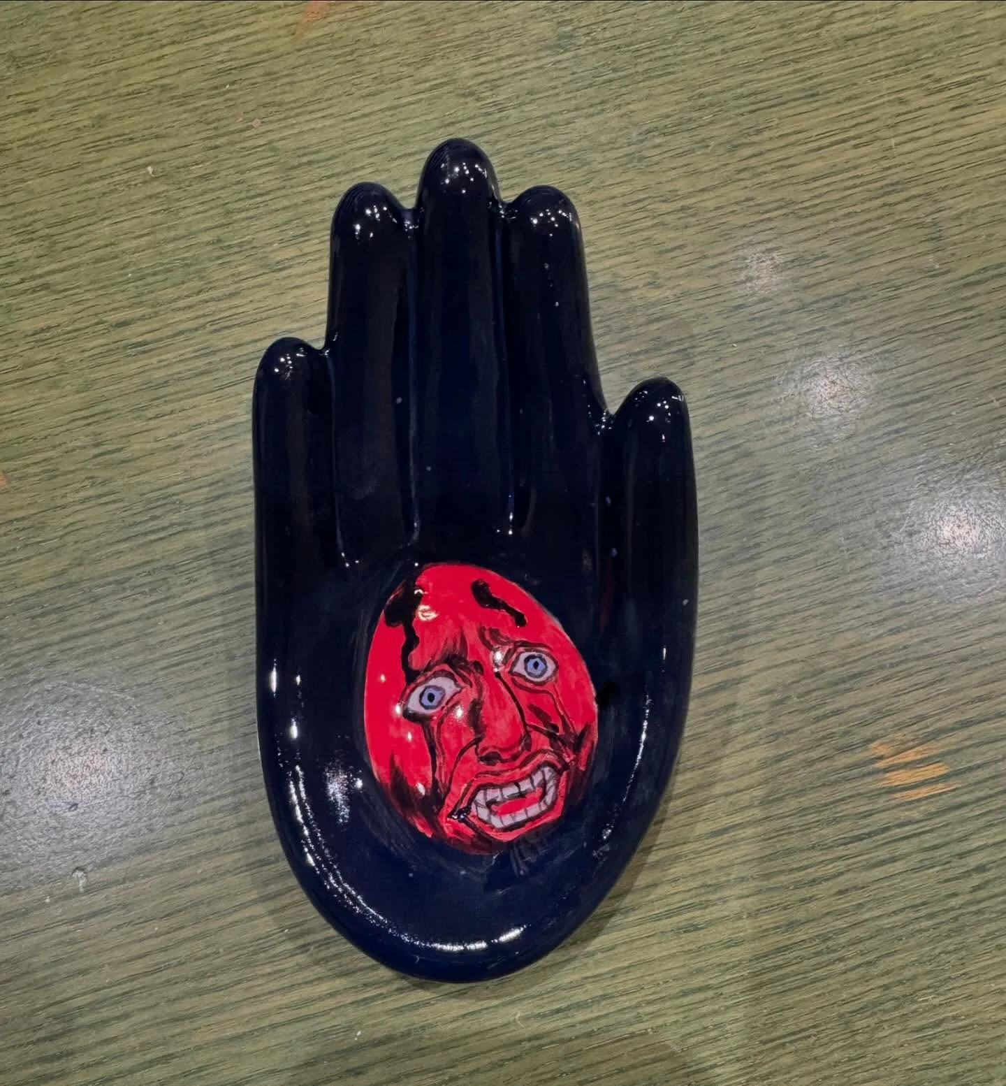 Hand-painted ceramic dish made at The Clay Room in Toronto