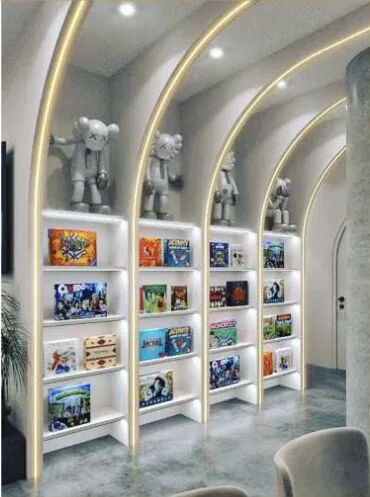Board game shelves inside Twilight Cafe's Yonge and Dundas location