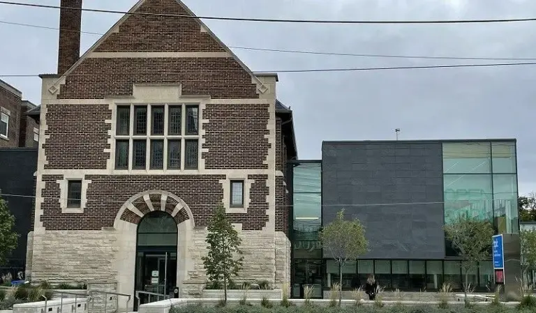 Historic brick exterior of Wychwood Branch library