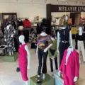 Dress displays inside Melanie Lyne in Woodbridge