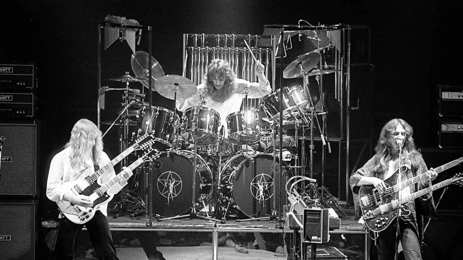 Neil Peart plays drums in a still from No One's Disciple
