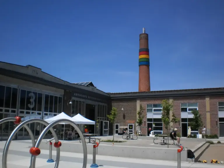 People outside Wychwood Barns in Toronto
