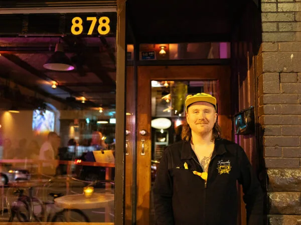 Civil Liberties co-owner Nick Kennedy outside the entrance at 878 Bloor Street West