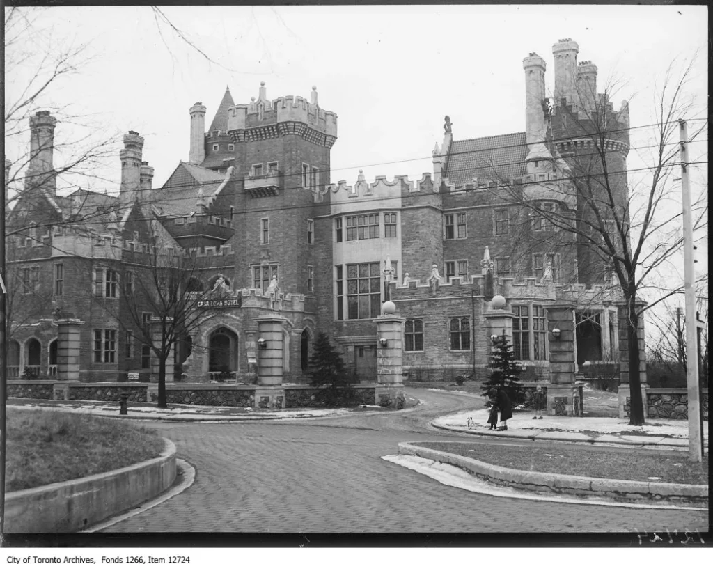 Casa Loma in a historic black-and-white photograph