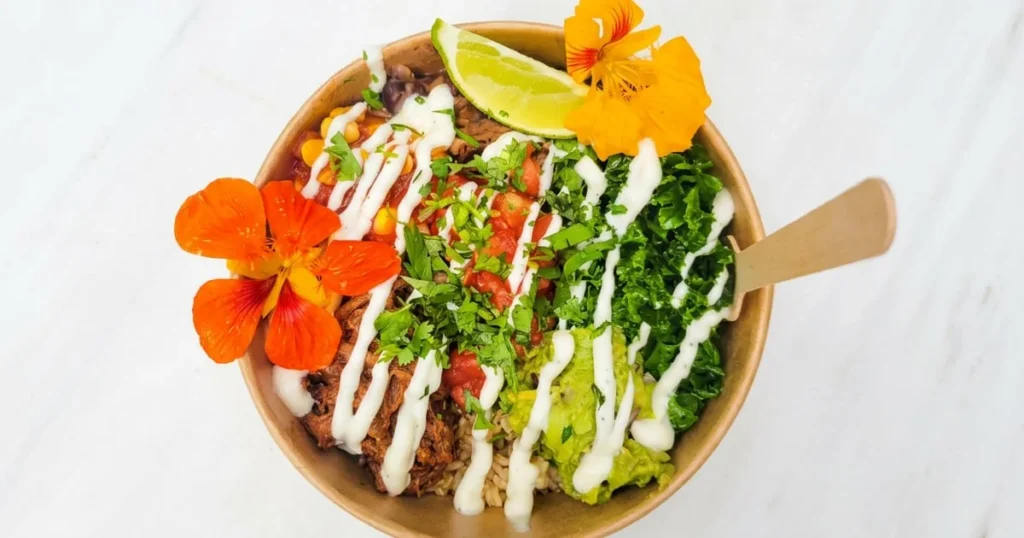 A colourful bowl of food from Island Cafe on the Toronto Islands