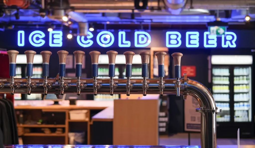 Bar taps at Left Field Brewery in Liberty Village
