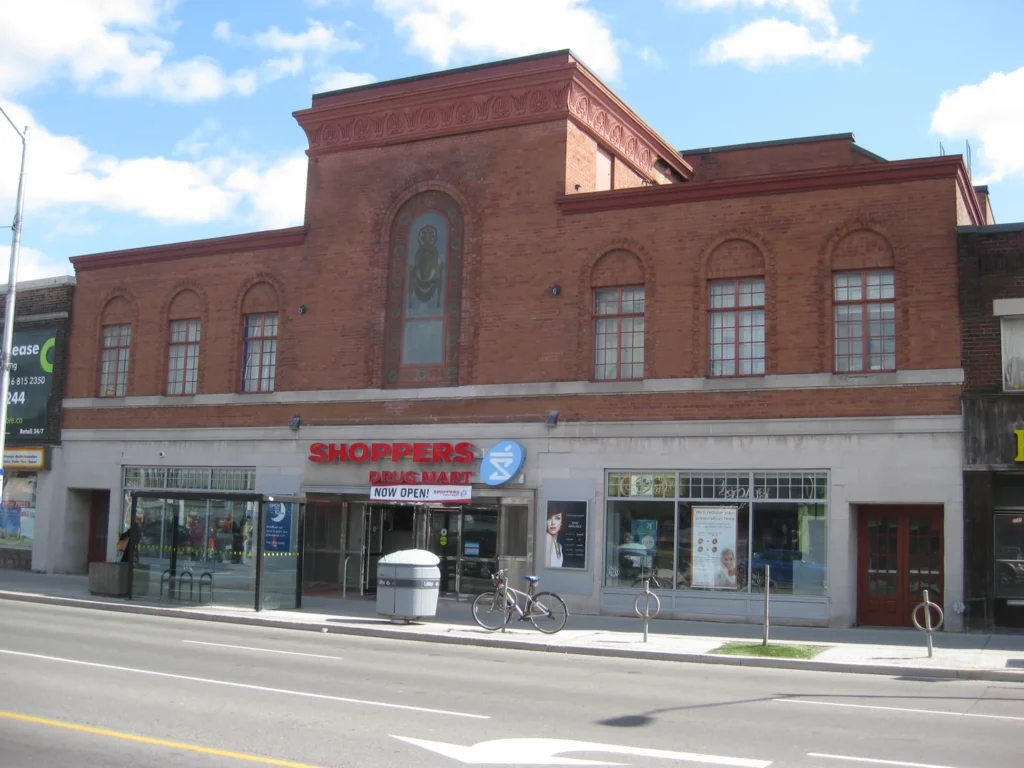 The Shoppers Drug Mart storefront in the former Runnymede Theatre on Bloor Street West