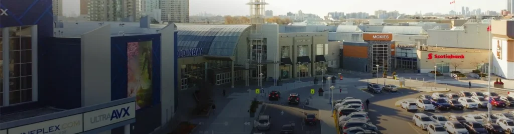Scarborough Town Centre buildings and parking area