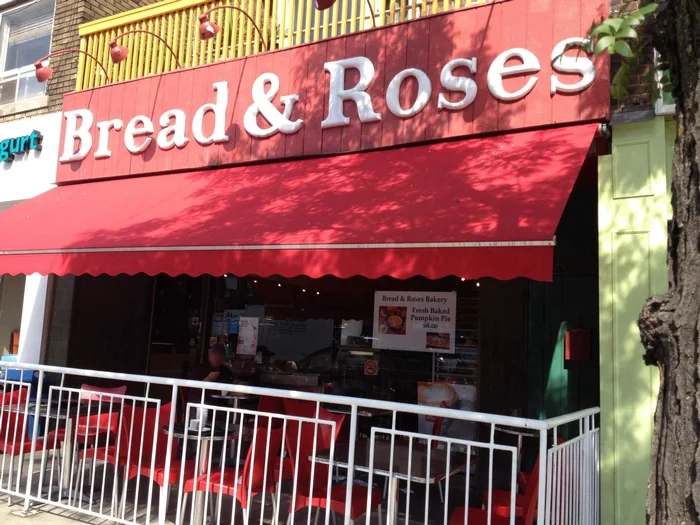 Bread and Roses café storefront on Bloor Street West