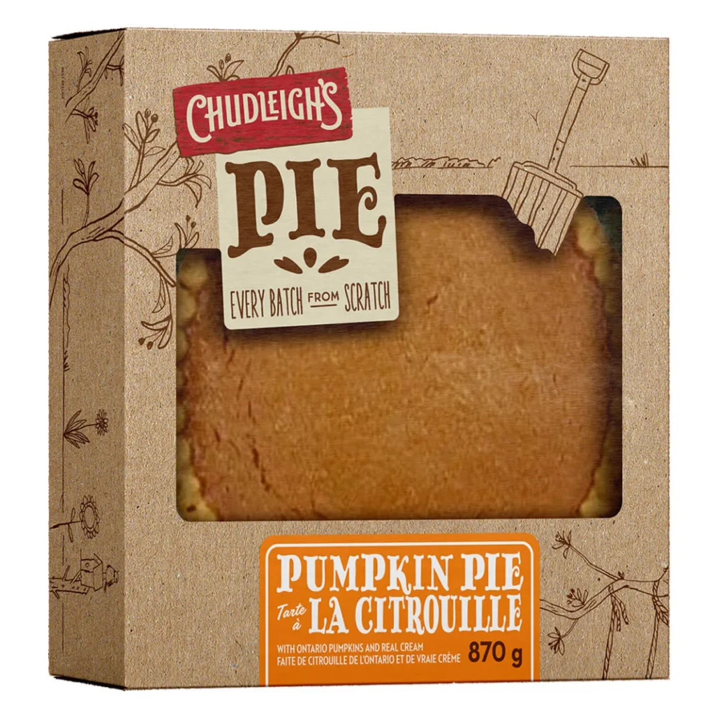 The labelled box for Chudleigh’s frozen pumpkin pie