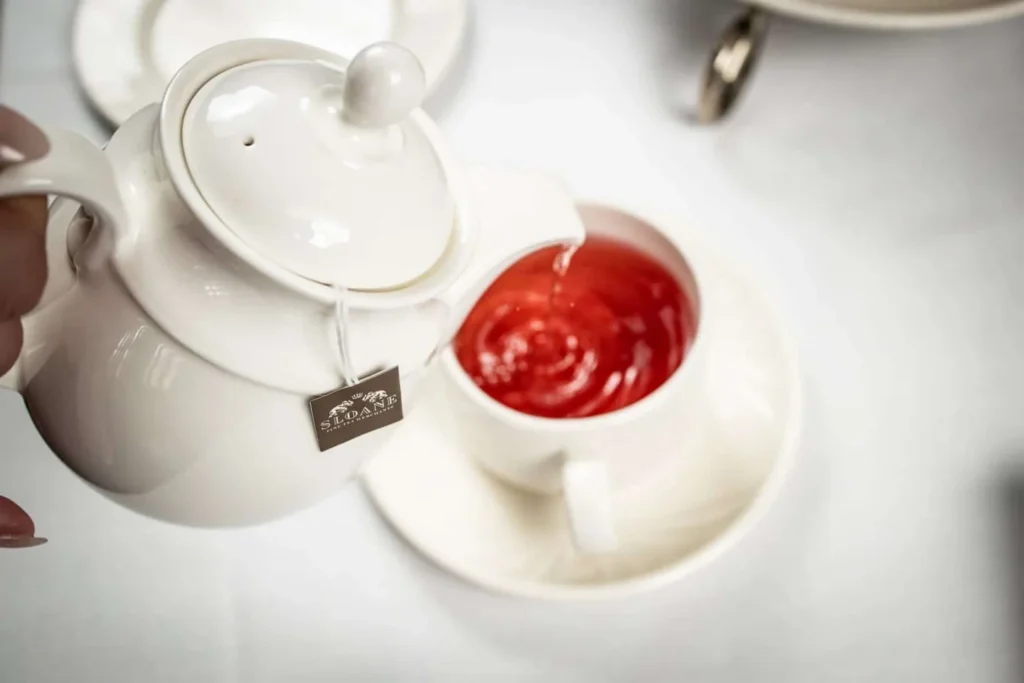 Tea being poured into a cup at Old Mill Toronto