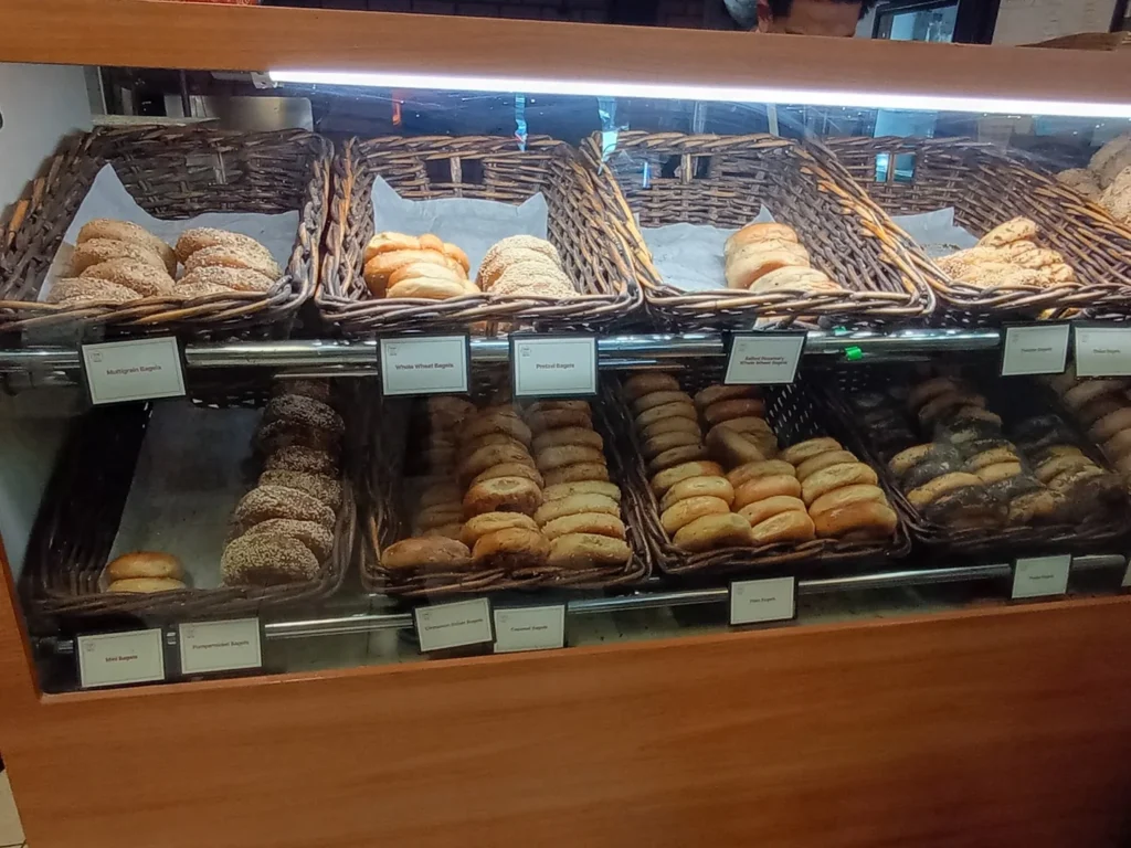 Baskets of bagels inside the Queen Street East shop