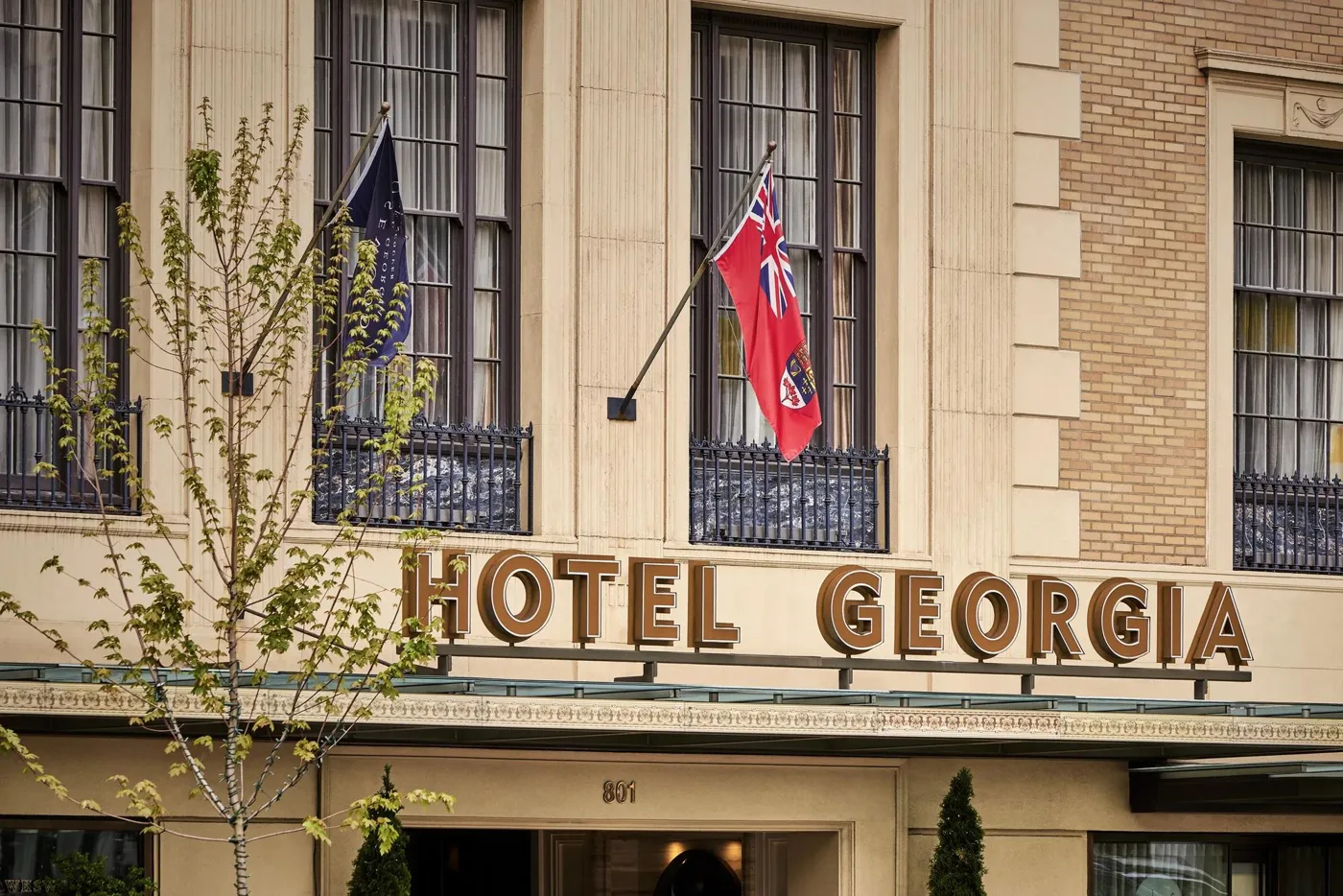 Hotel Georgia lettering above the entrance on West Georgia Street