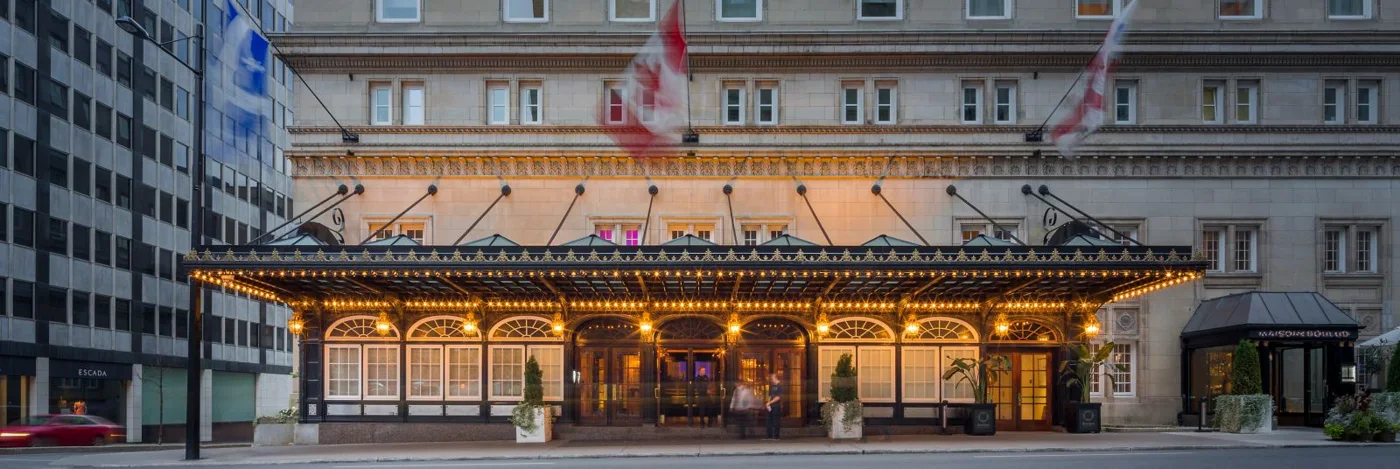 The Ritz-Carlton Montreal's stone facade and canopied entrance