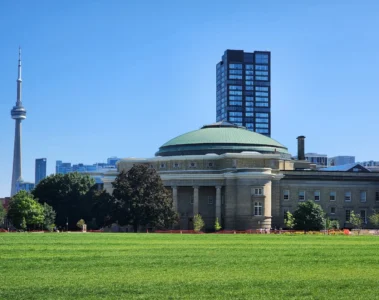 Convocation Hall and its dome seen across Front Campus