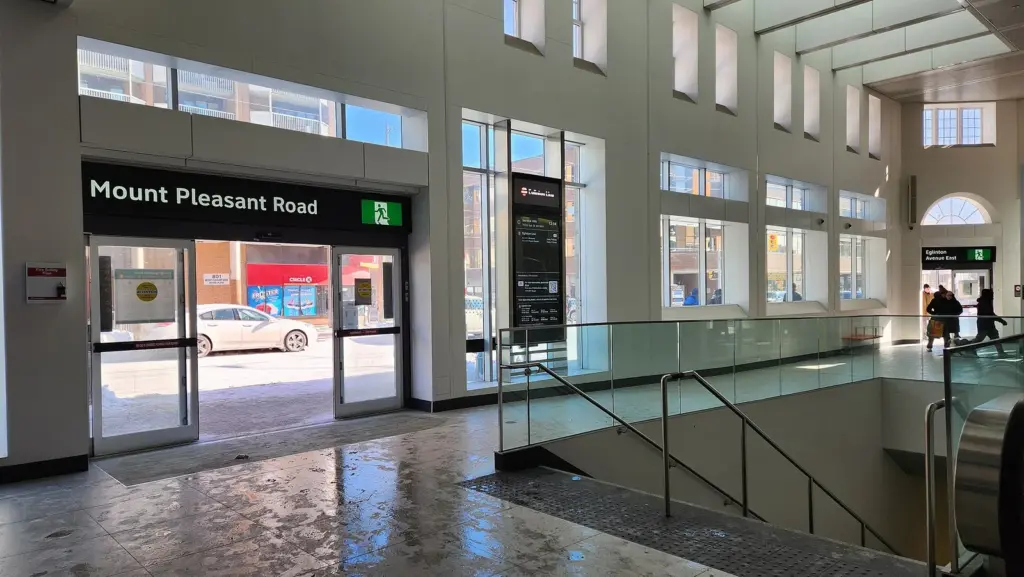 Modern underground platform at a TTC Line 5 Eglinton station