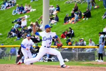 Toronto Maple Leafs baseball players during a game at Christie Pits