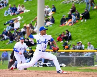 Toronto Maple Leafs baseball players during a game at Christie Pits
