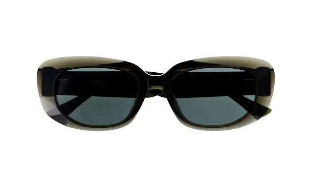 A pair of dark Specsavers sunglasses shown from the front