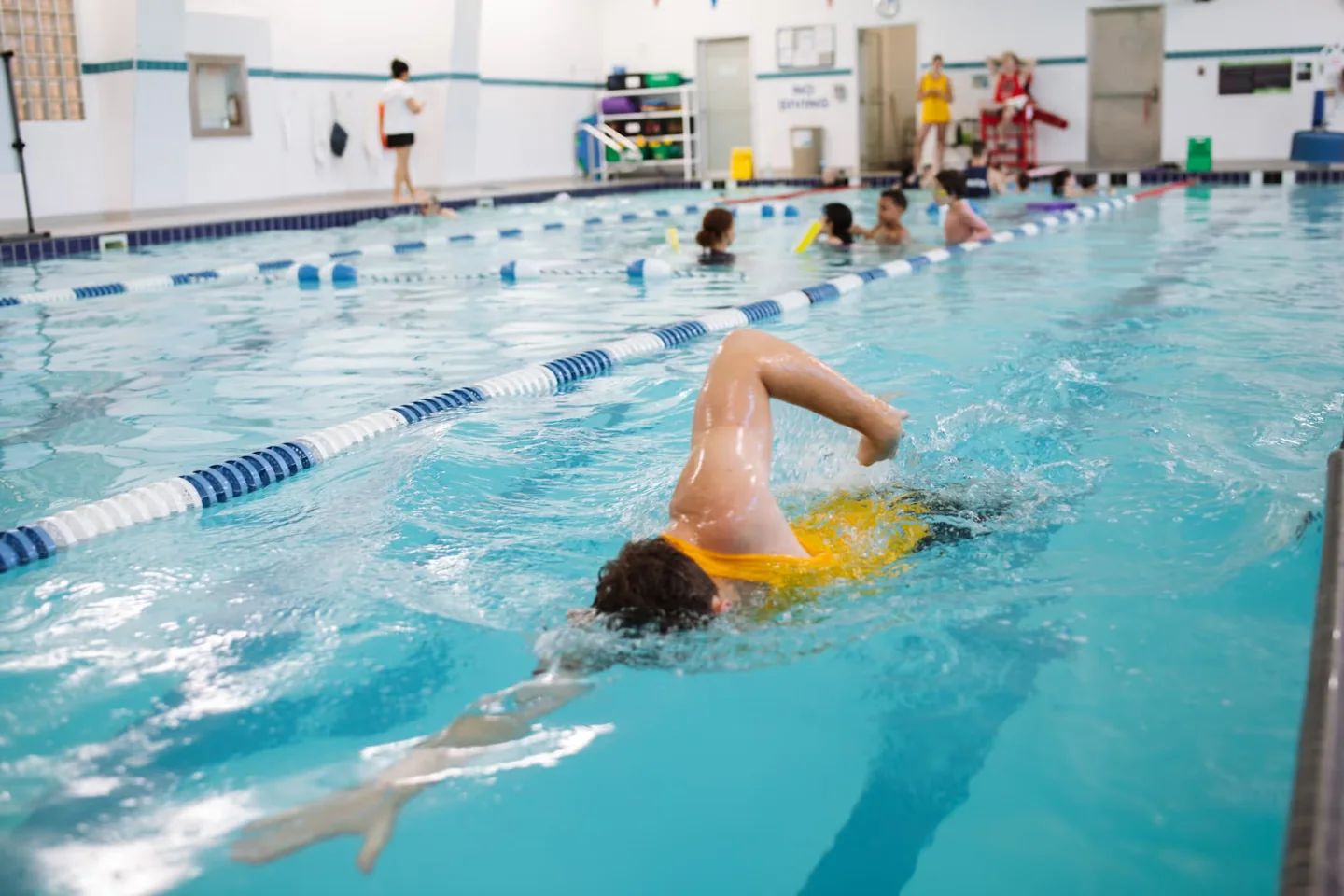 Swimmer practising in a lane at the Miles Nadal JCC