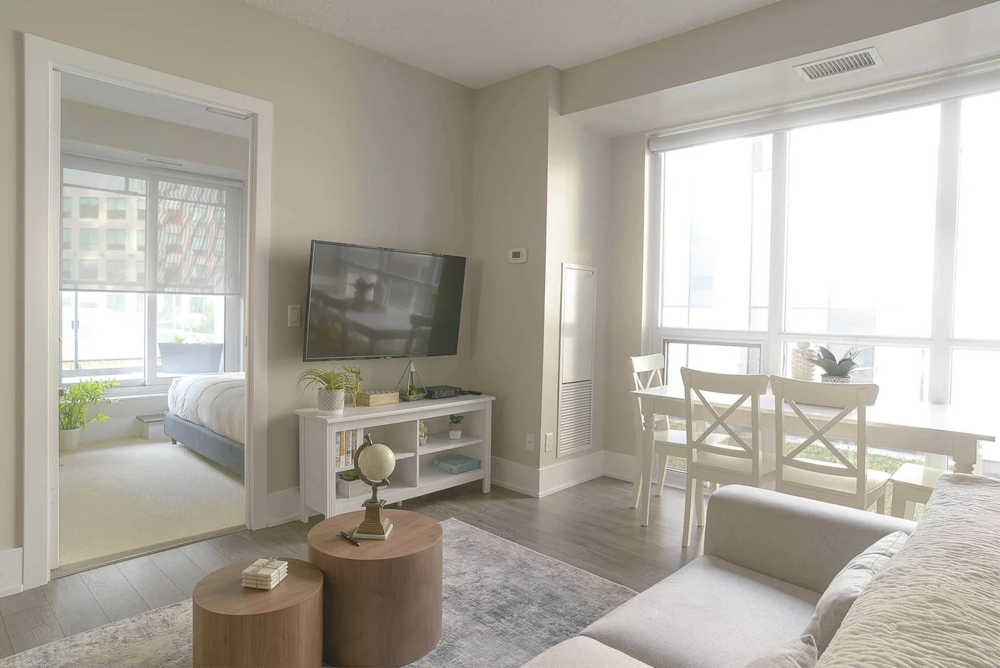 A bright living room after cleaning shown by Maid4Condos
