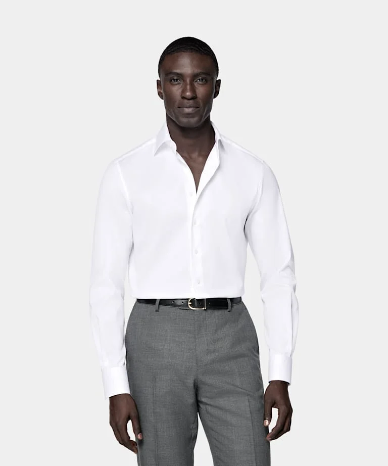 A white dress shirt shown by Suitsupply
