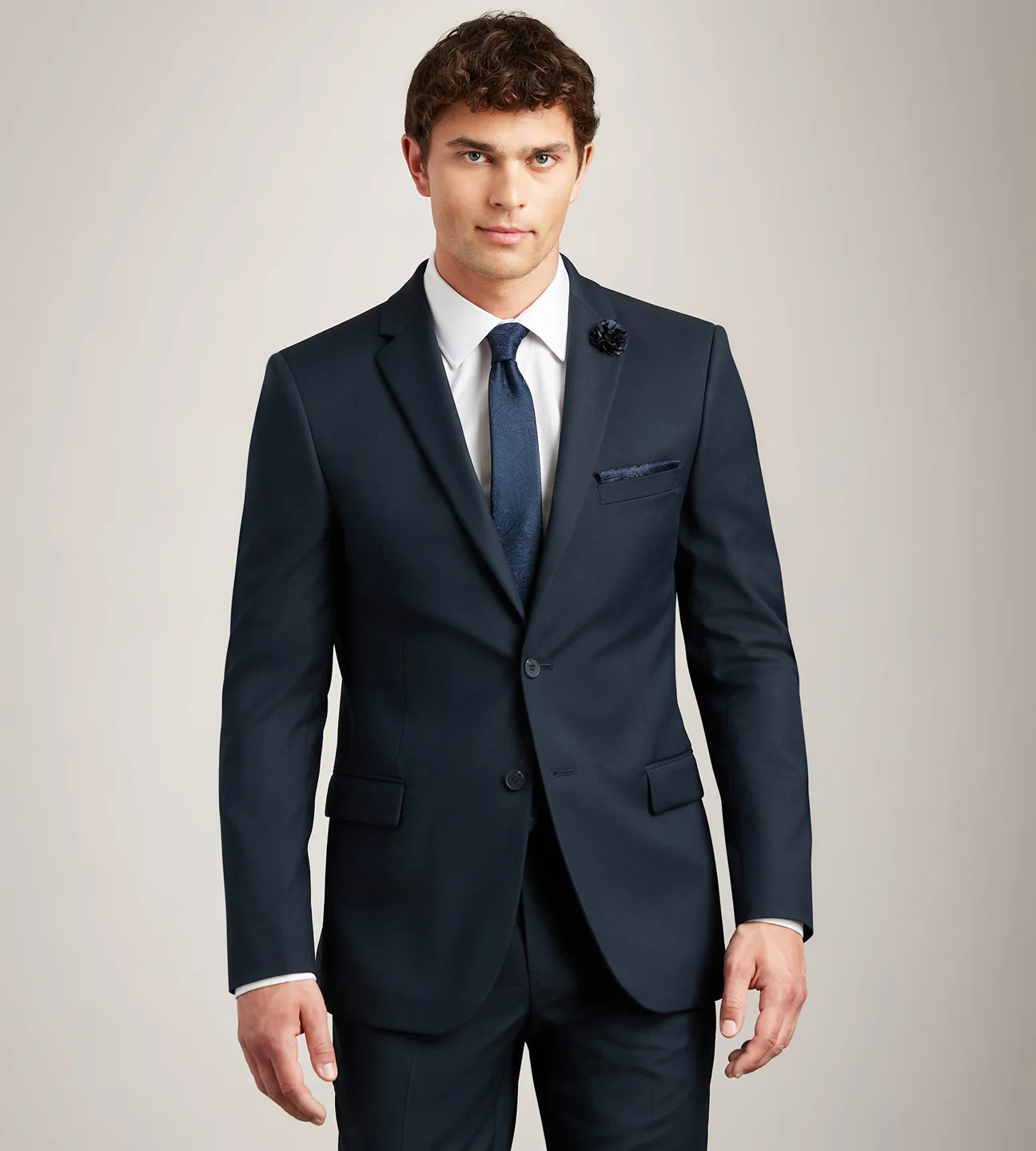 Navy two-piece suit shown by Tip Top