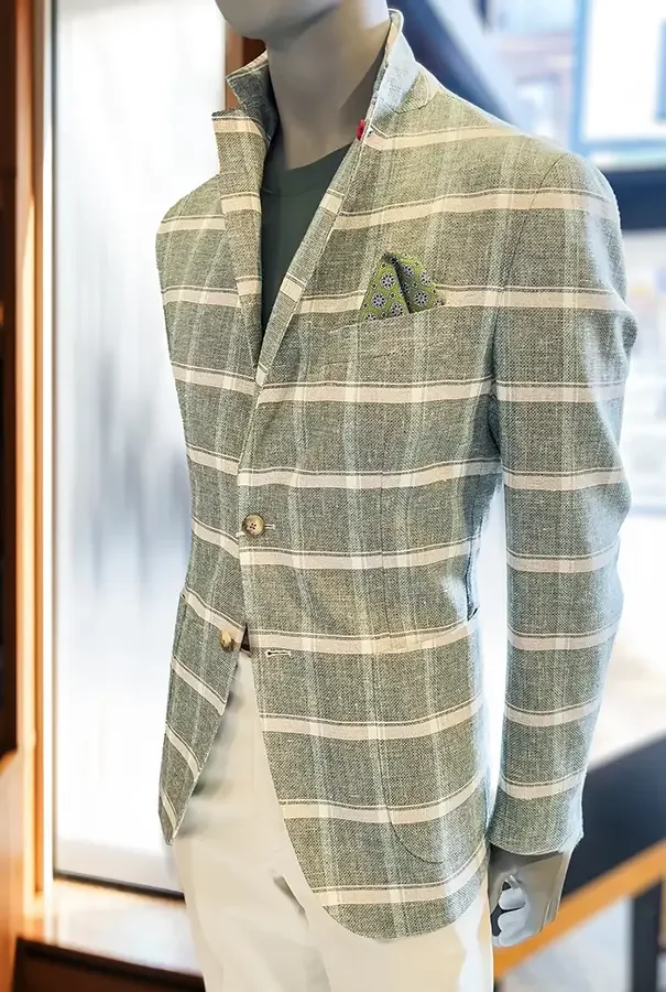 A checked blazer shown by Tom's Place