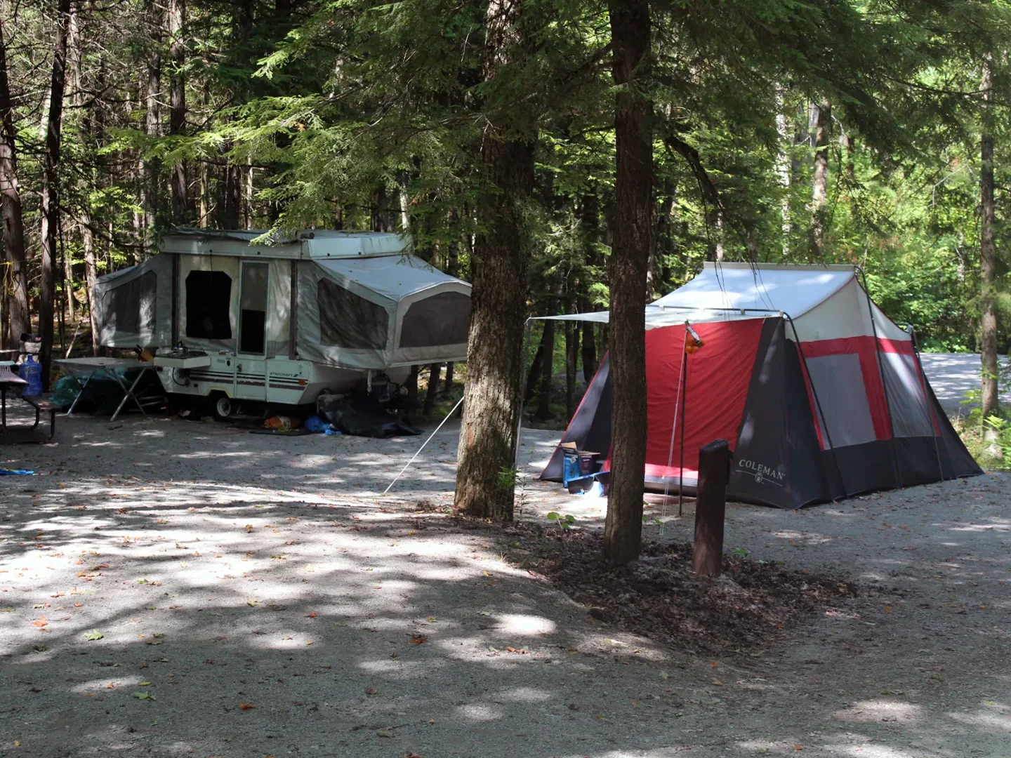 A campsite at Warsaw Caves Conservation Area